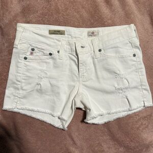 AG Adriano Goldschmied The Carrie White Denim Cut-Off Shorts